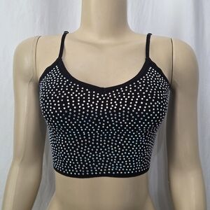 Hera Collection Black Rhinestone Crop Top
